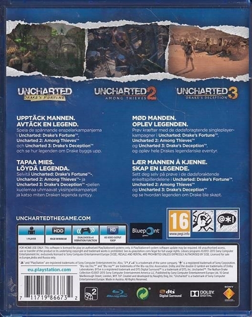 Uncharted The Nathan Drake Collection - Blue Cover - PS4 (A Grade) (Genbrug)